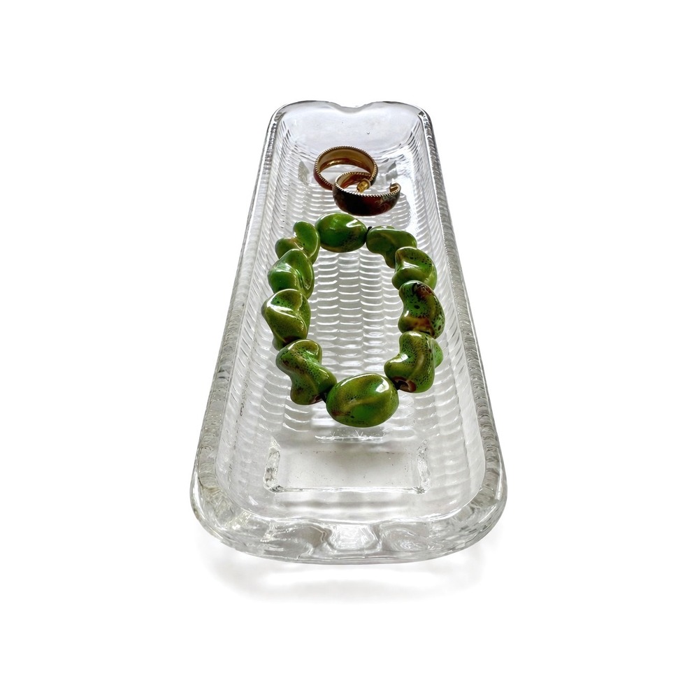 Vintage Mid Century Modern Pressed Glass Vanity Trinket Tray